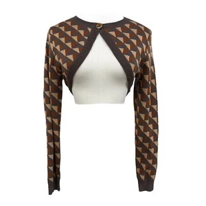 Revolve x Heartloom Geometric Argyle Coco Swire Cropped Shrug Size M - Bild 1 von 11