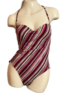 Newport News Sun Streak One piece Swimsuit 10 built in underwire bra striped - Picture 1 of 5