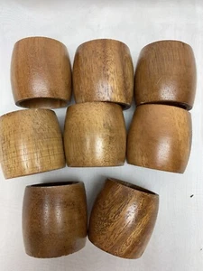 Vintage Wood Napkin Rings 1 3/4” T Phillipines Retro MCM Dining monkey pod mod - Picture 1 of 7