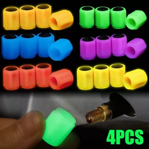 4pcs Luminous Car Tire Valve Cap Fluorescent Night Glowing Universal Accessories - Picture 1 of 24