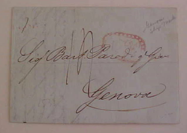 ITALY   STAMPLESS 1849 PALERMO B/S GENOVA SHIP MARK - Image 1 of 1