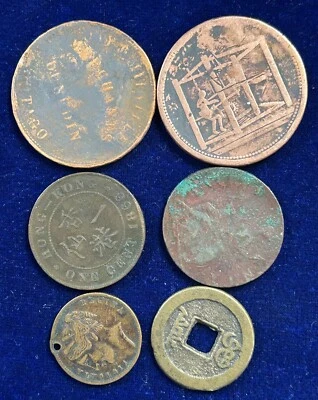 6 old coins / tokens as photos..#B8 - Image 1 of 2