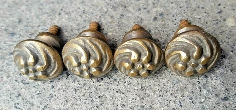 4 Sm solid Brass Floral ornate Stacking Barrister Bookcase 5/8" Knobs Pulls #K14 Cover