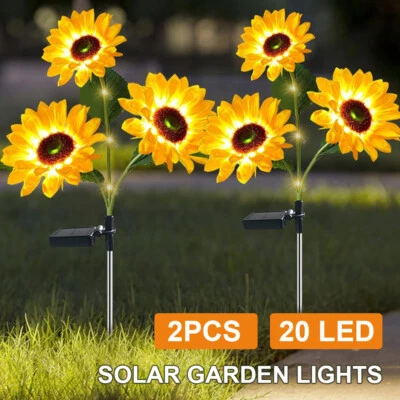 Leuchten Solar-Gartenstecker Sonnenblume 2er Set mit LED Beleuchtung - NEU - Bild 1 von 4
