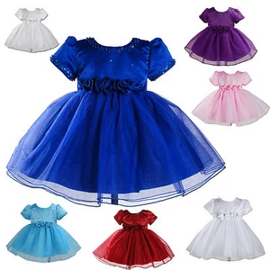 Party Bridesmaid Flower Girl Dresses White,Ivory,Purple,Blue,Pink 6M-2Year - Picture 1 of 24