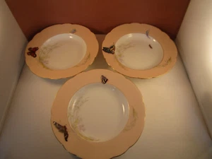 Haviland & Co Limoges France Set of 3 Butterfly Meadow Visitors Rim Soup Bowls B - Picture 1 of 11