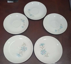 Boutonniere by Taylor Smith & Taylor 2 Saucers,3 Bread butter plates pink/blue - Picture 1 of 11
