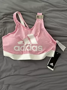 Adidas Women's Training 2.0 Halter Logo Bra Pink Size Large - Picture 1 of 5
