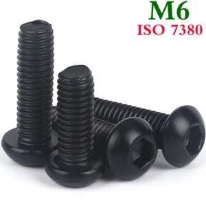 M6 - 1.0 Black 304 Stainless Steel Button Head Hex Socket Cap Screws Allen Bolts - Picture 1 of 16