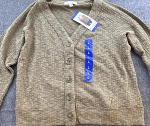 Vince Camuto Sweater Womens Large Brown Cardigan Button Up Casual Soft New - Picture 1 of 10