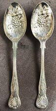 2 VINTAGE SILVER PLATE BERRY PATTERN SERVING SPOONS