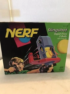 Nerf Slingshot 1991 Kenner Black Red W/ 3 Yellow Ballistic Balls & Box *READ* - Picture 1 of 8