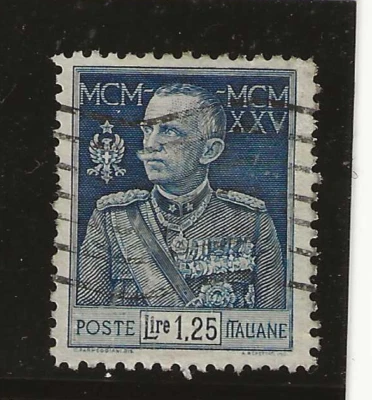 Italy Scott #177a used 1925 perf 11 variety, 1.25L King Emmanuel light cancel f/ - Image 1 of 2