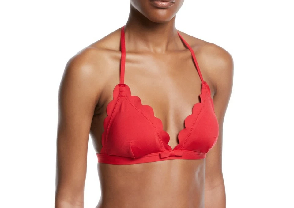 Kate Spade Women Scalloped Triangle Cup Bikini Top Red Size S 5876