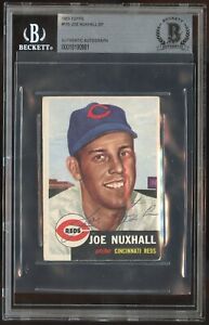 Joe Nuxhall #105 signed autograph auto 1953 Topps Baseball Card BAS Slabbed