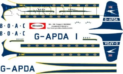 BSmodelle 100058 - 1/96 DH-106 Comet 4 BOAC decal for aircraft scale model kit - Image 1 of 4