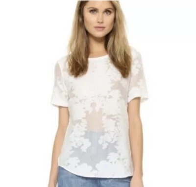 Equipment Femme the Riley Semi Sheer Tee Size M White Silk Top - Изображение 1 из 4