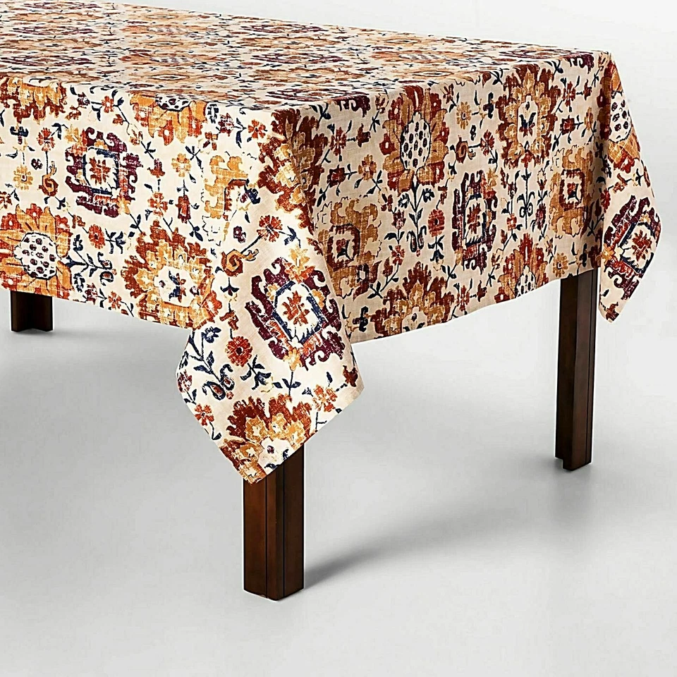  Threshold Jacobean Cotton Blend Textiles Tablecloth 70" x 52"  - Image 1 of 4