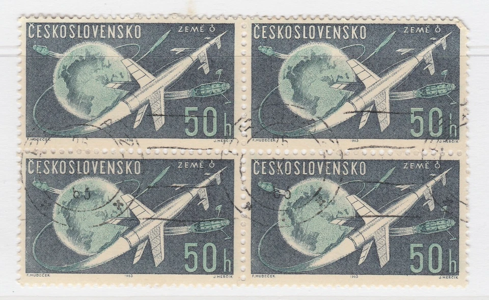 Czechoslovakia 1963 Space Exploration 50h Used Block of Four A19P2F147 - Image 1 of 1