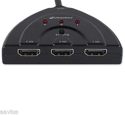 3-Port HDMI Input Selector Sharing Switch Box for Blu-ray Cable Box Video Games - Image 1 of 2