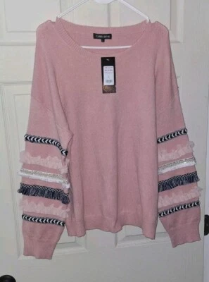 Nuevo con etiquetas Suéter Cameo Rosa Reino Unido Borla Borla Volantes Manga Larga Talla Grande Foto 1 de 4