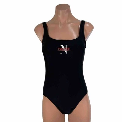 Traje de baño de una pieza con cuello alto negro Nautica años 90 de colección logotipo talla S Foto 1 de 4