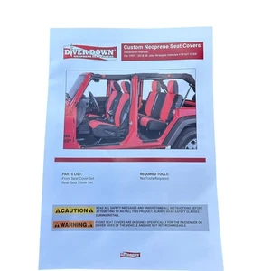 Diver Down NEW Red & Black Neoprene Seat Covers Fits Jeep Wrangler JLU 2018-2021 - Picture 1 of 6