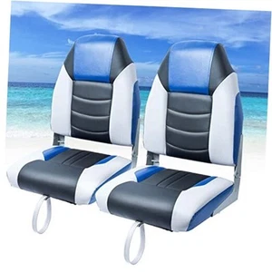 Boat Seats 2 Packs, Folding High Back Fishing Waterproof Universal Grey&white - Picture 1 of 7