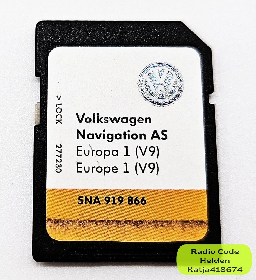 Original Volkswagen Navigation AS Europa V9 SD Karte VW Discover Media MIB STD2 - Bild 1 von 1