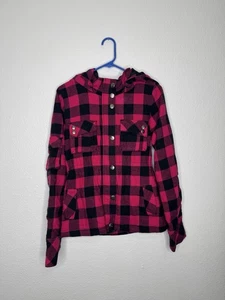 Cappotto vintage Y2K rosa a quadri O'Neill surf full zip con cappuccio skate grunge anni 2000 L - Foto 1 di 19