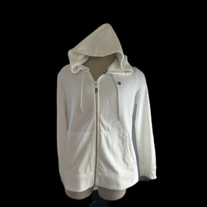 Tommy Hilfiger Sudadera con Capucha para Hombre Cremallera y Bolsillos Talla L Blanca Usada en Excelente Condición - Imagen 1 de 6