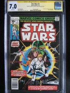 Star Wars #1 CGC 7.0 WP SS 2x **signiert Howard Chaykin & Tom Palmer** Marvel 1977 - Bild 1 von 4