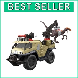 Interactive Jurassic World Capture & Crush Playset - Truck & Velociraptor Figure - Picture 1 of 9