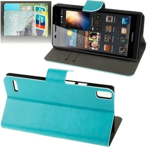 COVER CUSTODIA FLIP CASE PER HUAWEI ASCEND P6 IN PELLE STAND AZZURRO ULTRA SLIM - Imagen 1 de 1
