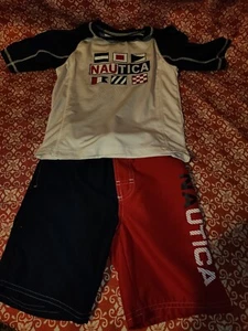 NAUTICA Little Boys 6 Red & Navy 2-Pc. Rashguard Swim Set - Picture 1 of 2