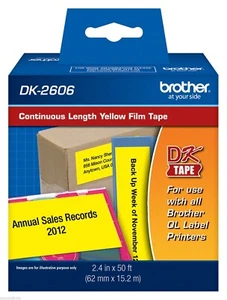 Película amarilla continua Brother DK2606 2-3/7" para impresoras de etiquetas QL580N, QL-580N - Imagen 1 de 1