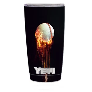 Skin Decal (5-piece kit) for Yeti 20 oz Rambler Tumbler Cup / Fireball Basebal - Picture 1 of 1
