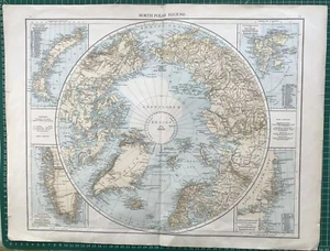 1899 Antique Map; North Polar Regions. Times Atlas - Picture 1 of 2