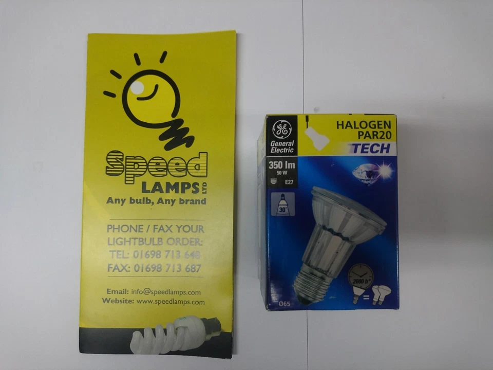 GE BRAND 50W 240V ES HALOGEN HI SPOT 63  PAR20 30° FLOOD REFLECTOR BULB - Image 1 of 1