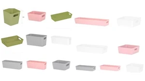 Plastic Studio Storage Basket Box Tray Kitchen Bathroom Home Office Organiser - Picture 1 of 20