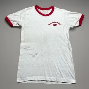 Vintage 70s 80s Del Monte Fresh Fruit Juice Distressed Ringer Shirt Size Small - Picture 1 of 11