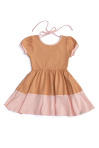 Girls Omi Jo WDW Well Dressed Wolf Billow Dress Butterscotch/Pink Size 6 years - Picture 1 of 1