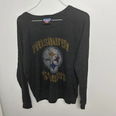 Suéter de Comida Chatarra Pittsburg Steelers Manga Larga Juvenil L Gris Carbón Foto 1 de 4