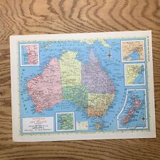 1954 Australia & New Zealand Map Hammond's World Atlas