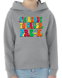 Im Ready To Crush PreK Cute Dinosaur Colorful Hooded Sweatshirt - Picture 1 of 12