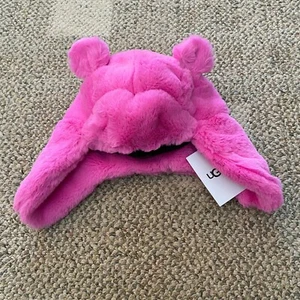 UGG Trapper Hat With Ear Flaps Faux Fur Pink Rose Kids Girls 2-4 Years - Picture 1 of 4