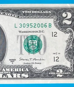 L 3095 2006 B : TRAILING YEAR 2006 $2 Two Dollar Bill Serial Number - Picture 1 of 4