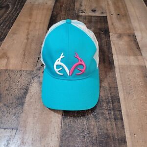 Teal, Pink And white REALTREE OUTFITTER LOGO TRUCKER BALL CAP HAT w/SNAP BACK