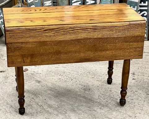 Antique Farmhouse Solid Oak Drop Leaf Kitchen Table 39"x19" Closed 39"x41" Open Cover