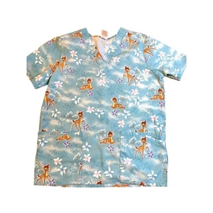 Disney Bambi Scrub Top Medical Dental Scrubs Size S - Picture 1 of 10